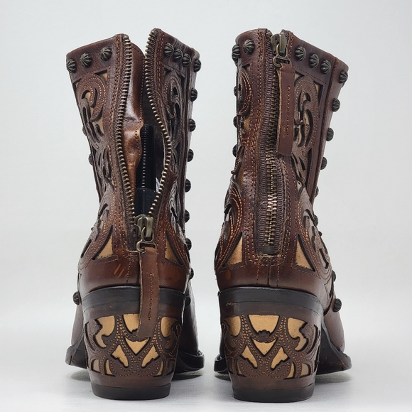 Ariat Diva Western BootCognac Full Grain Leather Zipper Shaft Women's Size 9.5 B - Picture 4 of 14